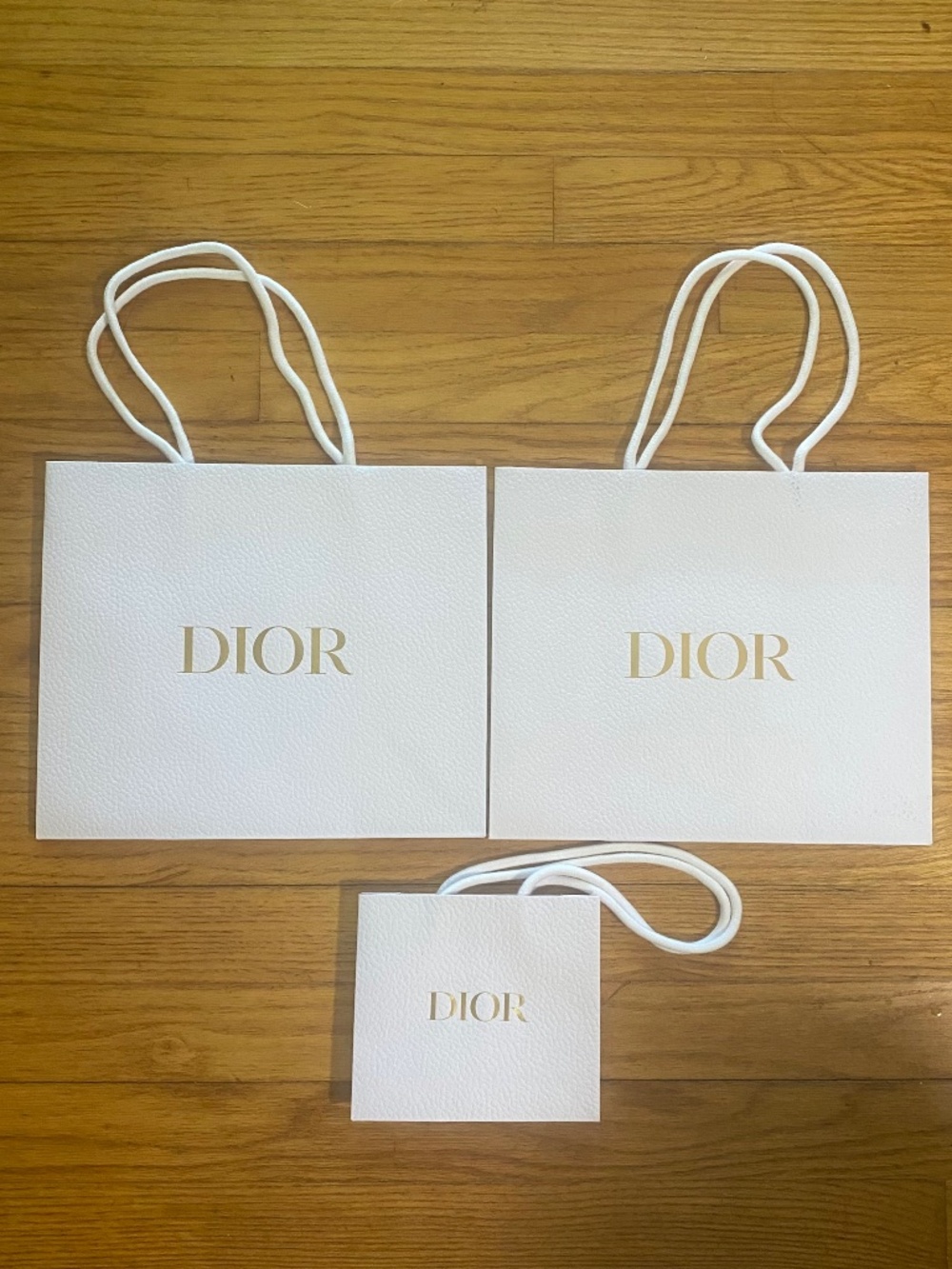 Dior White Gift Bags Set of 3 - 2 Large & 1 Small